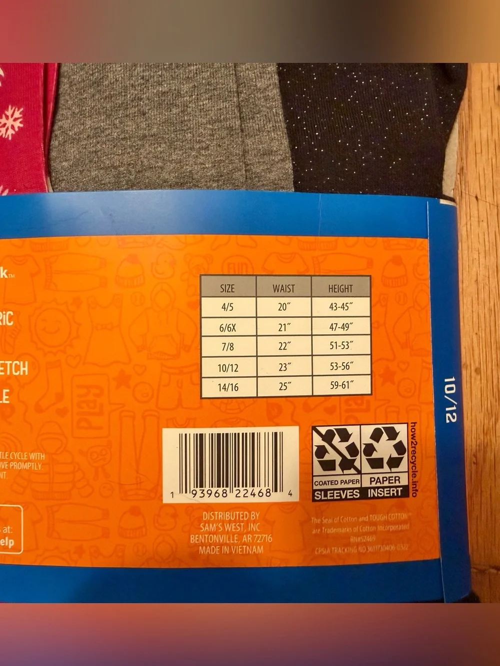 Girls' 3-Pack Holiday Red, Gray & Black Leggings - Size 10/12